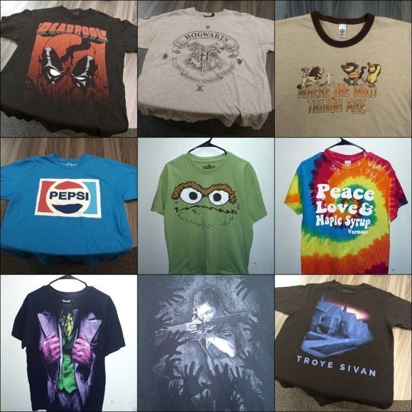 10 T-SHIRT MYSTERY BUNDLE - Bulk Lot Set Random Tees Shirts - Picture 4 of 9